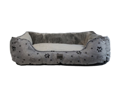 UNIQ PETS PET BED DAILYNAP SQUARE rectangular with zipper grey with paws