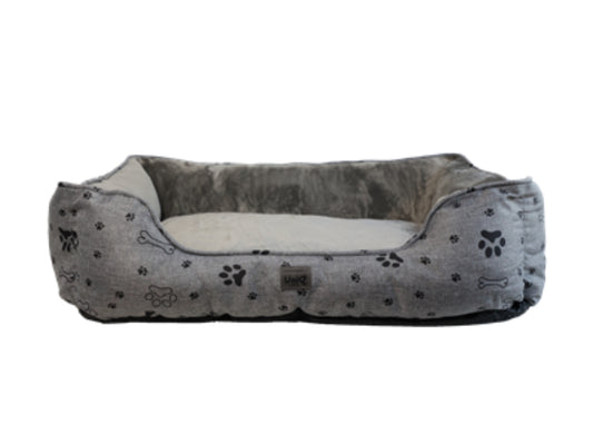 UNIQ PETS PET BED DAILYNAP SQUARE rectangular with zipper grey with paws