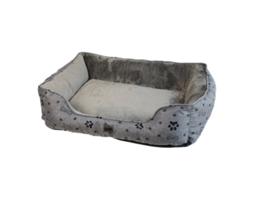 UNIQ PETS PET BED DAILYNAP SQUARE rectangular with zipper grey with paws