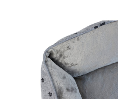 UNIQ PETS PET BED DAILYNAP SQUARE rectangular with zipper grey with paws