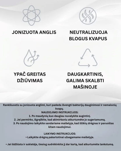 Jonizuotos anglies rankšluostis PSH