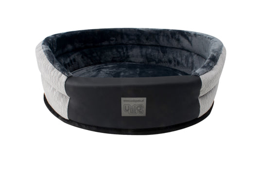 Dog bed round comfort plush Grey