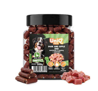 UNIQ PETS SNIFFY skanėstai šunims antiena ir obuoliai (kubeliai)