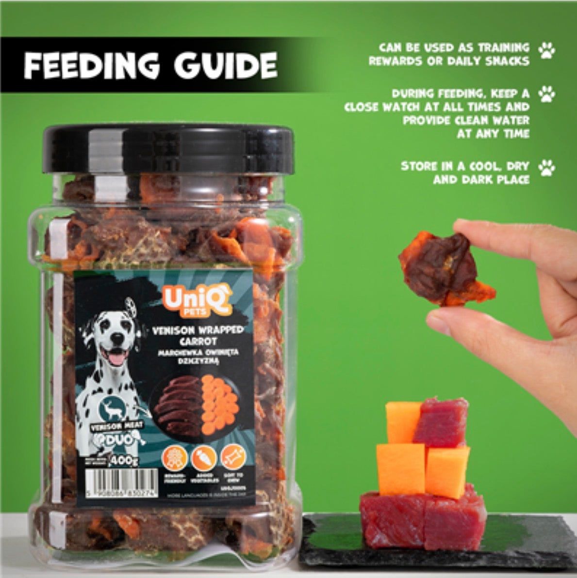 UNIQ PETS DOG SNACKS DUO (morkos, apvyniotos elniena,