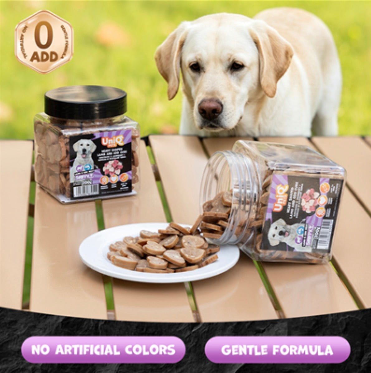 „UNIQ PETS“ skanėstai šunims „SNIFFY“ (širdelės formos ėrienos ir menkės kubeliai)